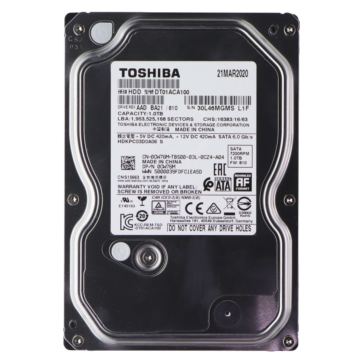TOSHIBA (1TB) DT01ACA100 Internal Hard Drive HDD - SATA 6.0 GB/s (HDKPC03D0A06) Digital Storage - Internal Hard Disk Drives, HDD Toshiba - Simple Cell Bulk Wholesale Pricing - USA Seller
