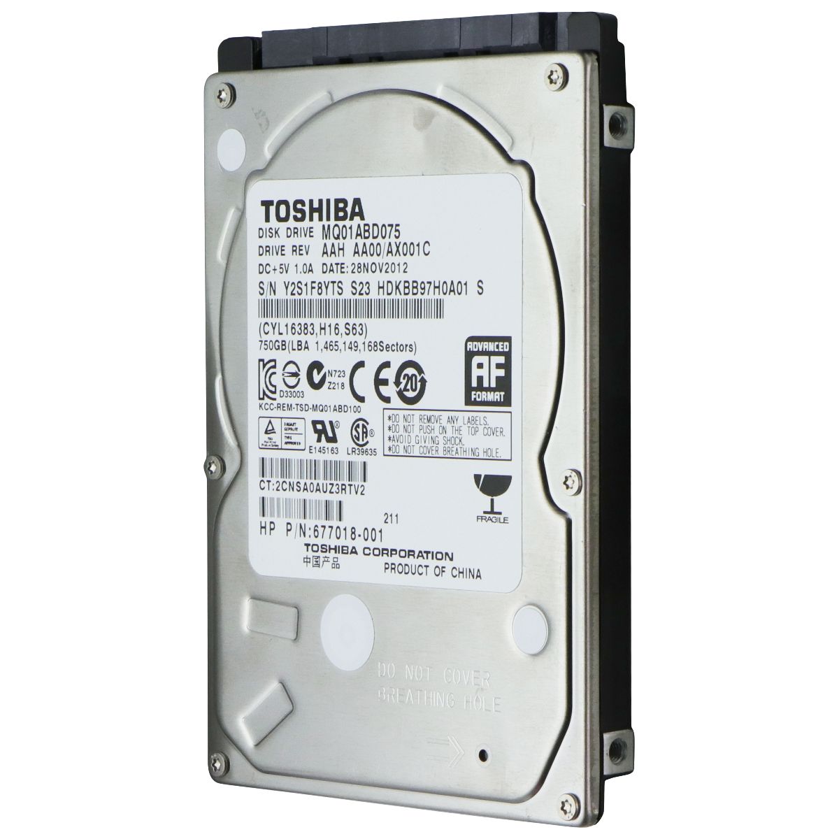 Toshiba MQ01ABD075 2.5in Internal HDD - 750GB - 5400RPM - SATA 3.0GB/S Digital Storage - Internal Hard Disk Drives, HDD Toshiba - Simple Cell Bulk Wholesale Pricing - USA Seller