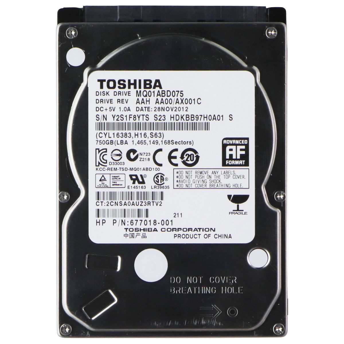 Toshiba MQ01ABD075 2.5in Internal HDD - 750GB - 5400RPM - SATA 3.0GB/S Digital Storage - Internal Hard Disk Drives, HDD Toshiba - Simple Cell Bulk Wholesale Pricing - USA Seller