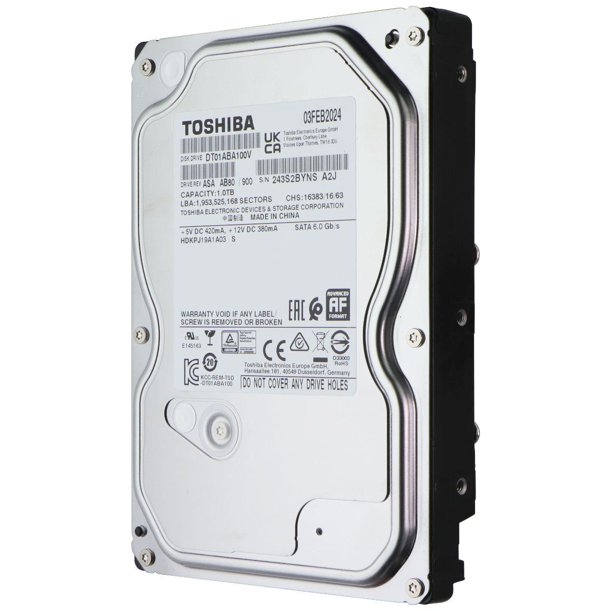 Toshiba DT01ABA100V 1TB SATA 6.0 Gb/s 5700 RPM Desktop Hard Drive Digital Storage - Internal Hard Disk Drives, HDD Toshiba - Simple Cell Bulk Wholesale Pricing - USA Seller