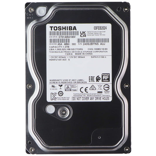 Toshiba DT01ABA100V 1TB SATA 6.0 Gb/s 5700 RPM Desktop Hard Drive Digital Storage - Internal Hard Disk Drives, HDD Toshiba - Simple Cell Bulk Wholesale Pricing - USA Seller