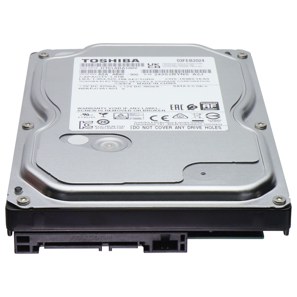 Toshiba DT01ABA100V 1TB SATA 6.0 Gb/s 5700 RPM Desktop Hard Drive Digital Storage - Internal Hard Disk Drives, HDD Toshiba - Simple Cell Bulk Wholesale Pricing - USA Seller