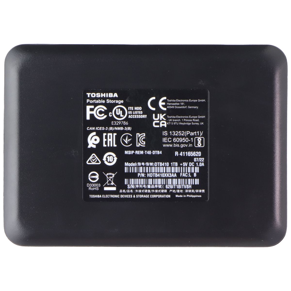 Toshiba Canvio Basics 1TB Portable External Hard Drive USB 3.0, Black - HDTB410 Digital Storage - External Hard Disk Drives, HDD Toshiba - Simple Cell Bulk Wholesale Pricing - USA Seller