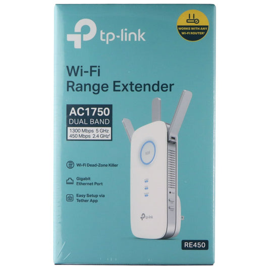 TP-Link Home Wi-Fi Range Extender (ACC1750 Dual Band) RE450 - White/Silver Networking - Boosters, Extenders & Antennas TP-LINK - Simple Cell Bulk Wholesale Pricing - USA Seller