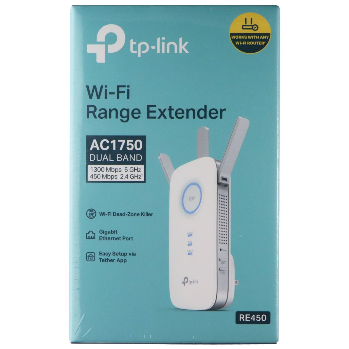TP-Link Home Wi-Fi Range Extender (ACC1750 Dual Band) RE450 - White/Silver