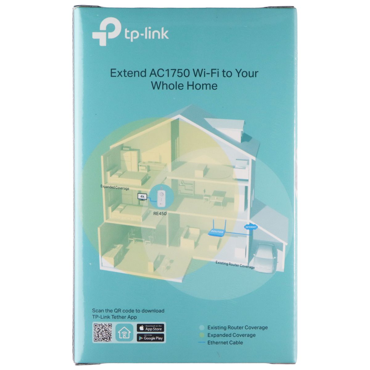TP-Link Home Wi-Fi Range Extender (ACC1750 Dual Band) RE450 - White/Silver