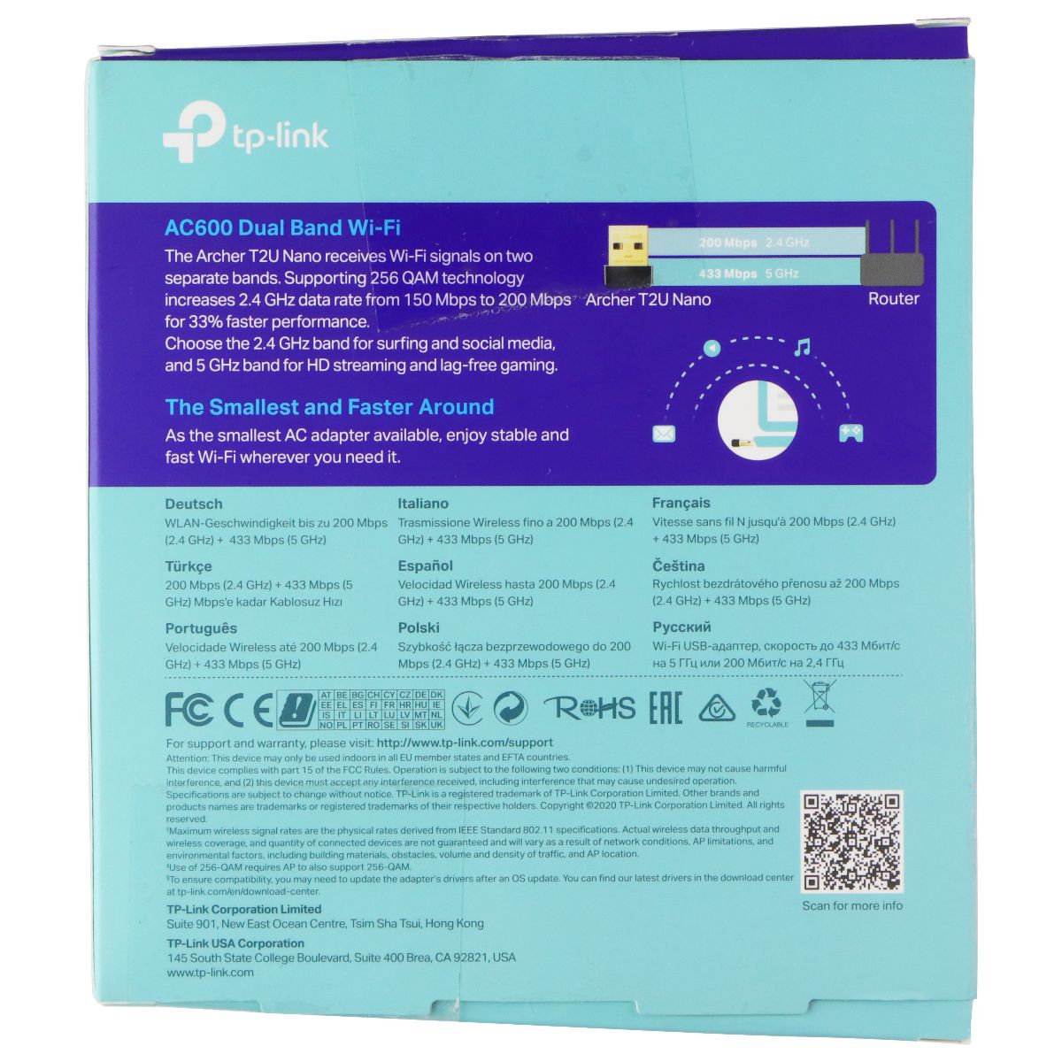 TP-Link AC600 Archer T2U Nano Wireless USB-A 2.0 Adapter Networking - USB Wi - Fi Adapters/Dongles TP-LINK - Simple Cell Bulk Wholesale Pricing - USA Seller