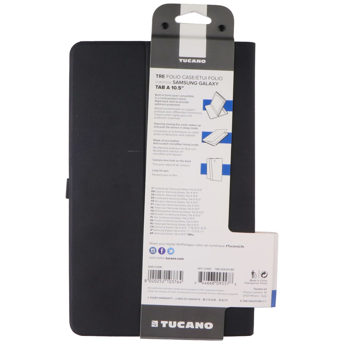 Tucano TRE Gala Folio Case for Samsung Galaxy Tab A 10.5-inch (2018) - Black