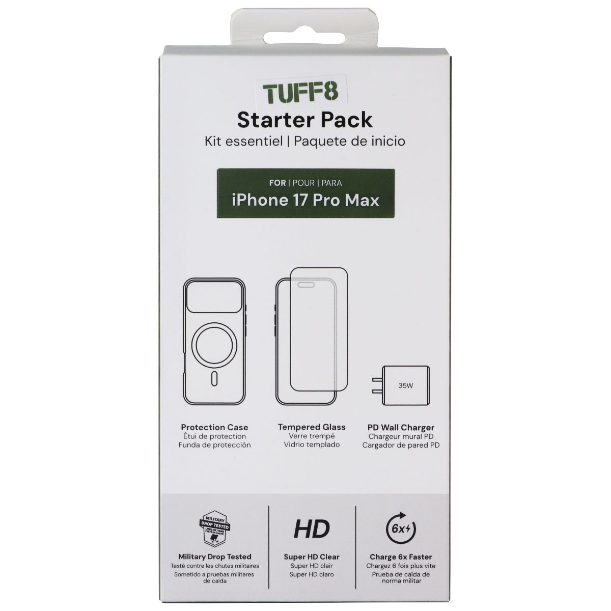 TUFF8 Starter Pack Essential Kit for Apple iPhone 17 Pro Max - Clear Case