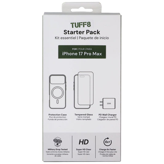 TUFF8 Starter Pack Essential Kit for Apple iPhone 17 Pro Max - Clear Case Cell Phone - Other Accessories TUFF8 - Simple Cell Bulk Wholesale Pricing - USA Seller