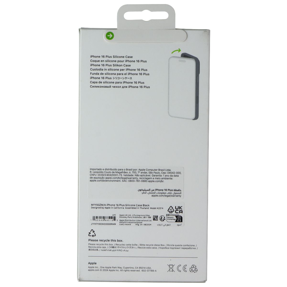 Apple Official Silicone Case for MagSafe for Apple iPhone 16 Plus - Black Cell Phone - Cases, Covers & Skins Apple - Simple Cell Bulk Wholesale Pricing - USA Seller