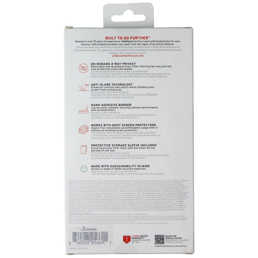 Urban Armor Gear UAG Removable Privacy Screen for Apple iPhone 16 Pro Max Cell Phone - Screen Protectors Urban Armor Gear - Simple Cell Bulk Wholesale Pricing - USA Seller