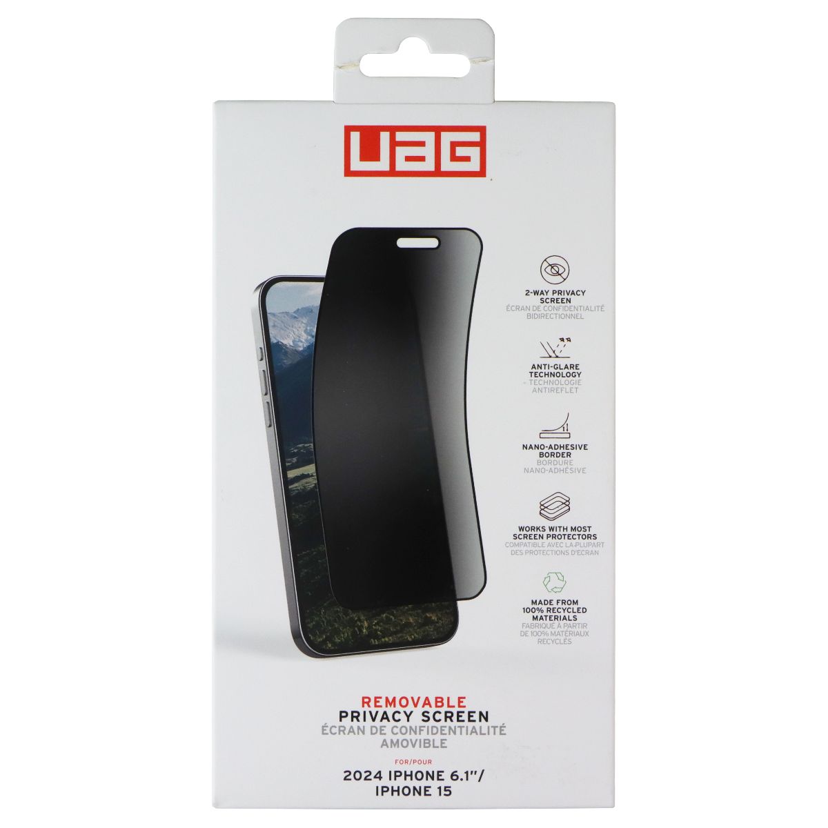 Urban Armor Gear UAG Removable Privacy Screen for Apple iPhone 16 / 15 Cell Phone - Screen Protectors UAG - Simple Cell Bulk Wholesale Pricing - USA Seller