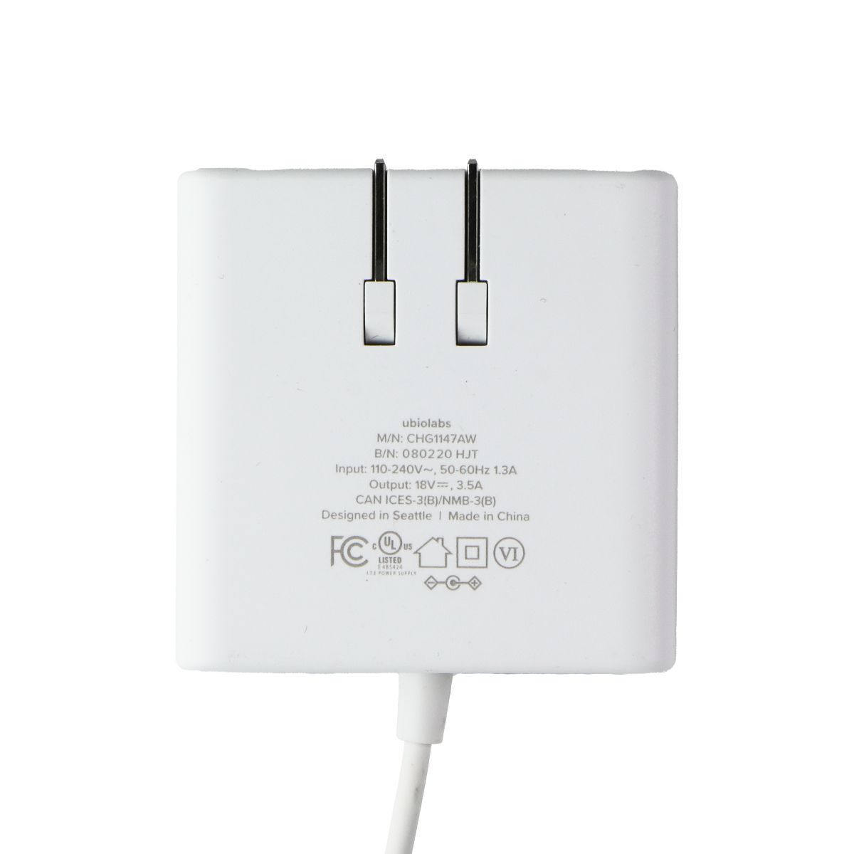 Ubiolabs Wall Charger 18V/3.5A (CHG1147AW) - White Parts & Accessories - Cables & Adapters ubiolabs    - Simple Cell Bulk Wholesale Pricing - USA Seller
