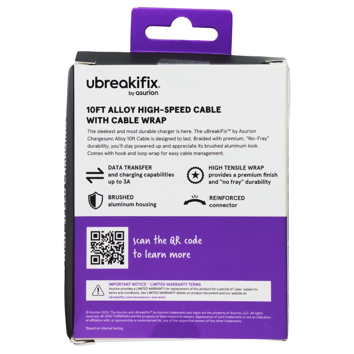 UBREAKIFIX (10FT) High Speed USB-C to USB-C Alloy Cable - Black Cell Phone - Cables & Adapters UBREAKIFIX - Simple Cell Bulk Wholesale Pricing - USA Seller