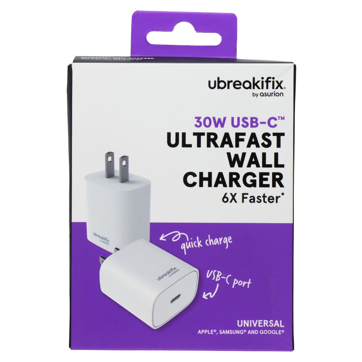 UBREAKIFIX (30W) USB-C Ultrafast Wall Charger - White Cell Phone - Chargers & Cradles UBREAKIFIX - Simple Cell Bulk Wholesale Pricing - USA Seller