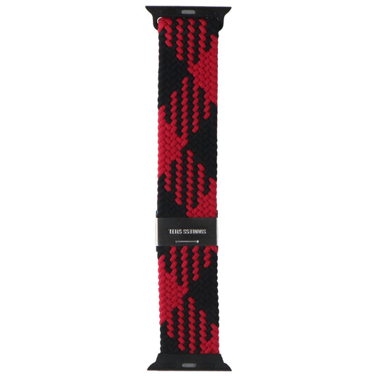 Braided Nylon Band for Apple Watch (38/40/41mm) Cases - Black/Red Smart Watch Accessories - Watch Bands Unbranded - Simple Cell Bulk Wholesale Pricing - USA Seller