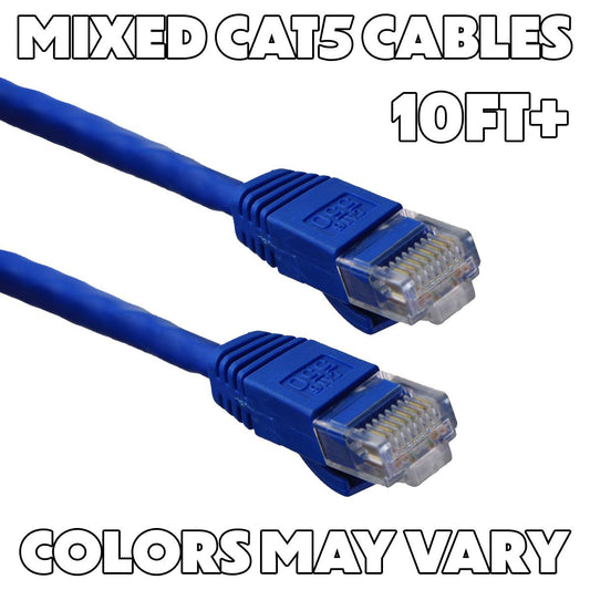 Mixed Ethernet Patch Cables (10-Foot & Longer / CAT5 or Better) Mixed Colors Computer/Network - Ethernet Cables (RJ-45, 8P8C) Unbranded - Simple Cell Bulk Wholesale Pricing - USA Seller