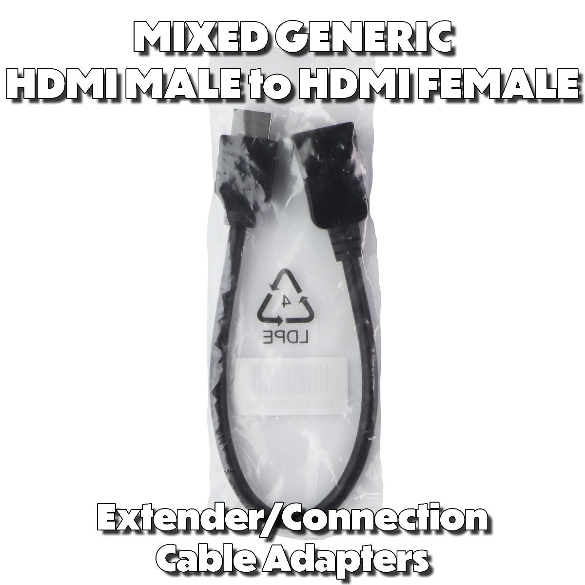 Mixed & Generic HDMI Male to HDMI Female Extender/Connection Cable Adapters TV, Video & Audio Accessories - Video Cables & Interconnects Unbranded    - Simple Cell Bulk Wholesale Pricing - USA Seller