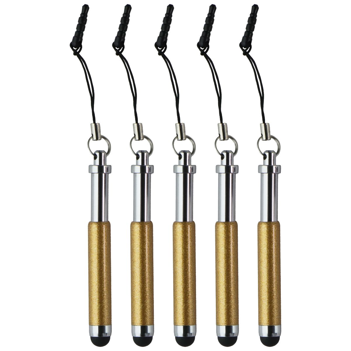 Mini Keychain Stylus Pens for Touchscreen Devices - Gold Glitter - 5 P ...