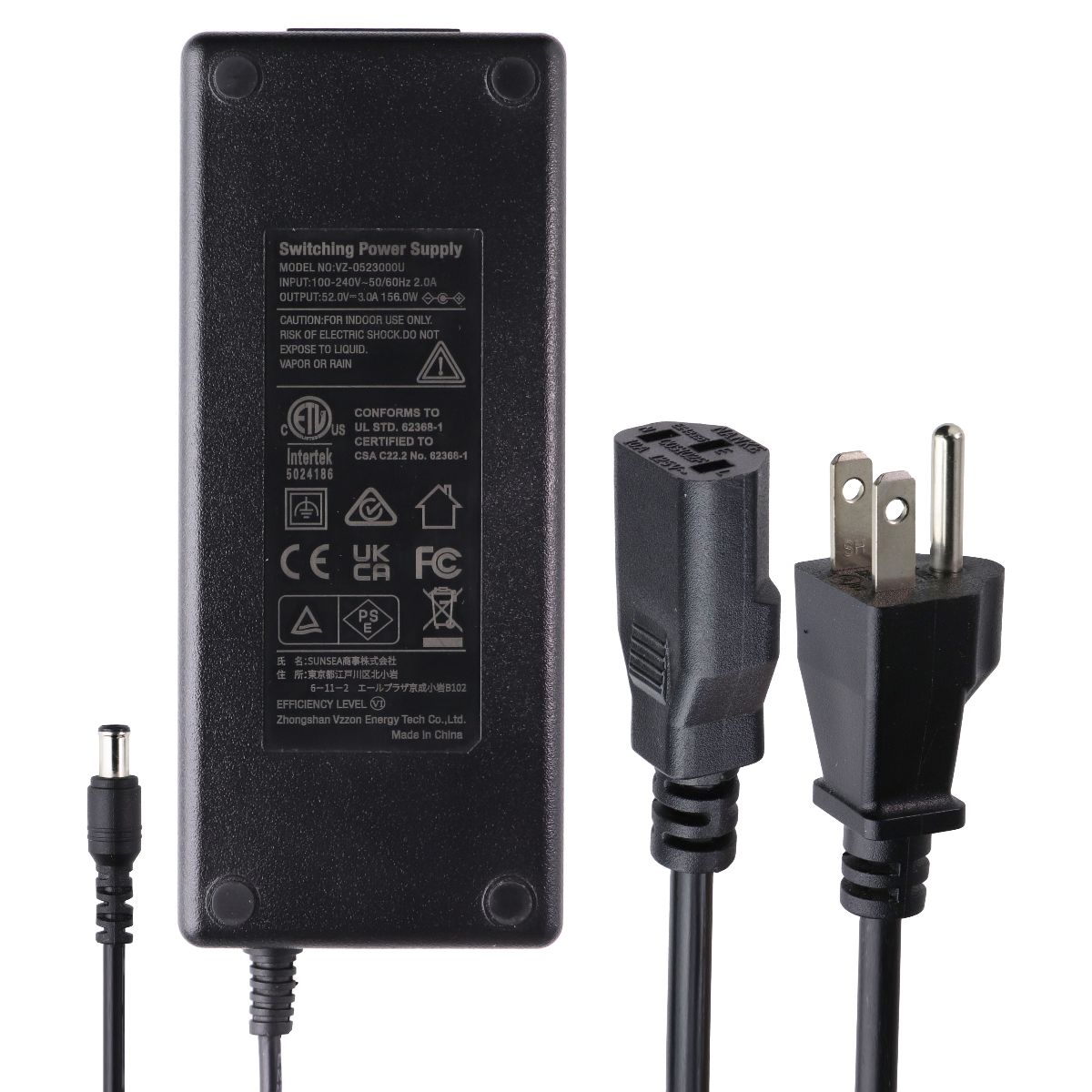 VZ-0523000U 52V 156W Switching Power Supply AC DC Adapter Charger Cord