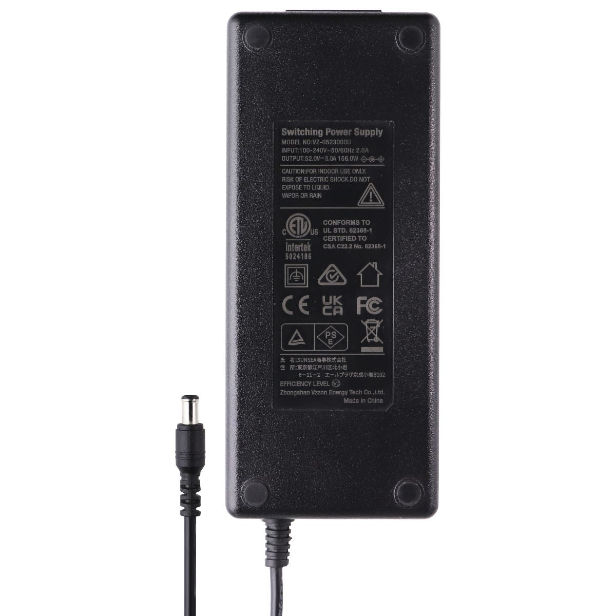VZ-0523000U 52V 156W Switching Power Supply AC DC Adapter Charger Cord