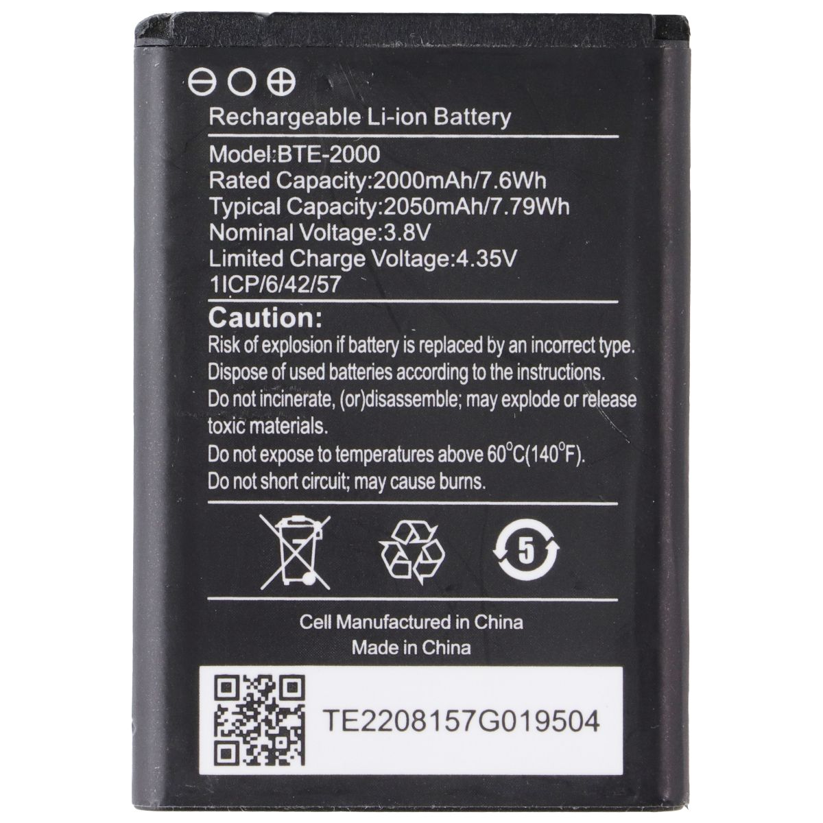 Replacement Li-ion 4.35V/2000mAH Battery for CAT S22 Flip Phone (BTE-2000)