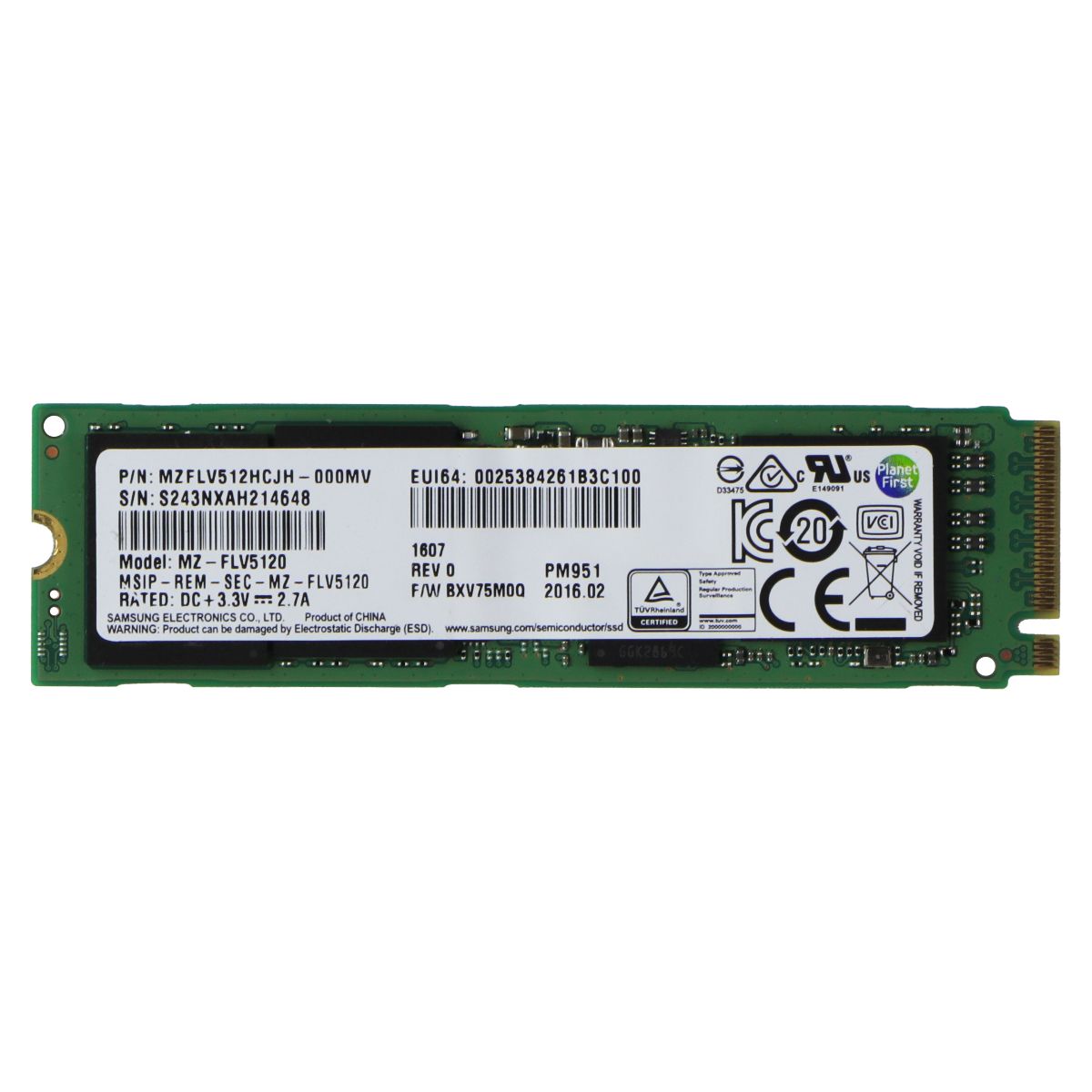 Samsung M.2 NVMe 512GB SSD Internal Storage - (MVZFLV512HCJH / MZ-FLV5120) Digital Storage - Solid State Drives Unbranded - Simple Cell Bulk Wholesale Pricing - USA Seller
