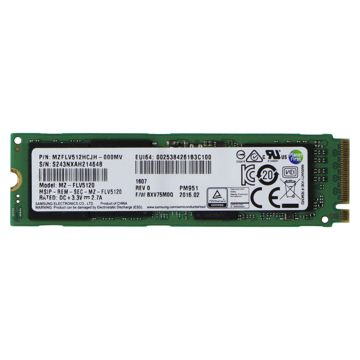 Samsung M.2 NVMe 512GB SSD Internal Storage - (MVZFLV512HCJH / MZ-FLV5120) Digital Storage - Solid State Drives Unbranded    - Simple Cell Bulk Wholesale Pricing - USA Seller