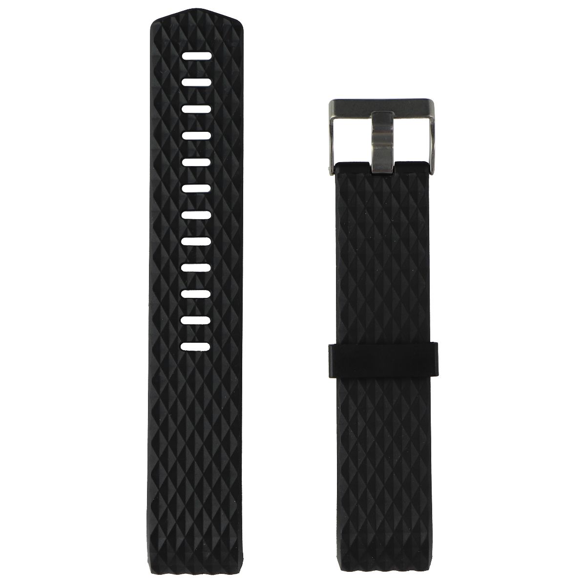 Silicone Replacement Band for Fitbit Charge 2 - Black / Silver (Diamonds) Smart Watch Accessories - Watch Bands Unbranded - Simple Cell Bulk Wholesale Pricing - USA Seller