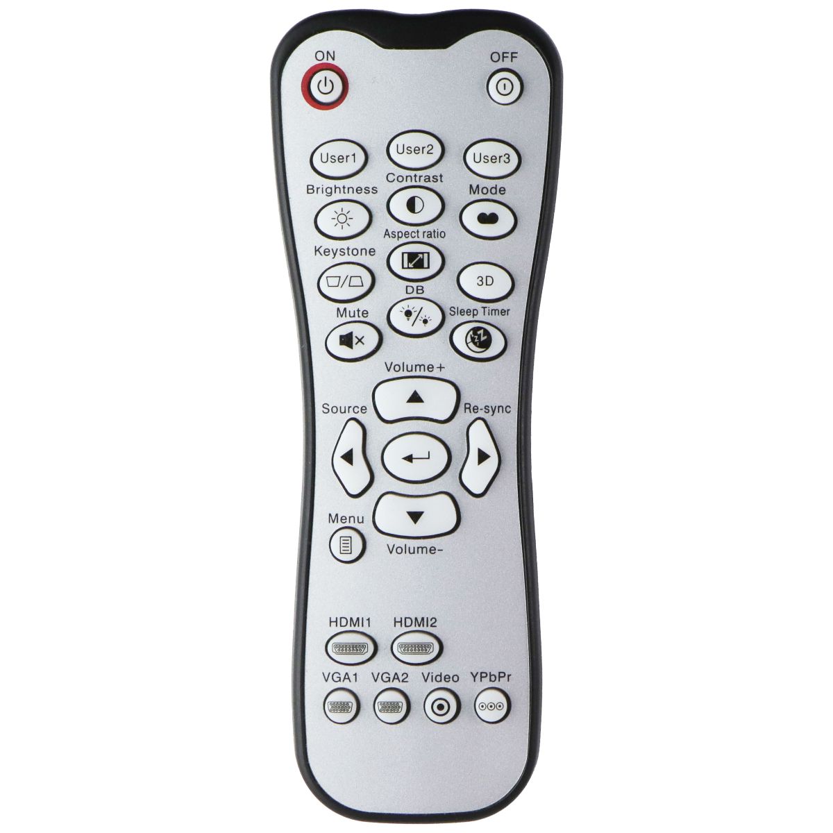 Replacement Remote Control for Select Projectors (HR33K-YHGD01) - Black/Silver TV, Video & Audio Accessories - Remote Controls Unbranded - Simple Cell Bulk Wholesale Pricing - USA Seller