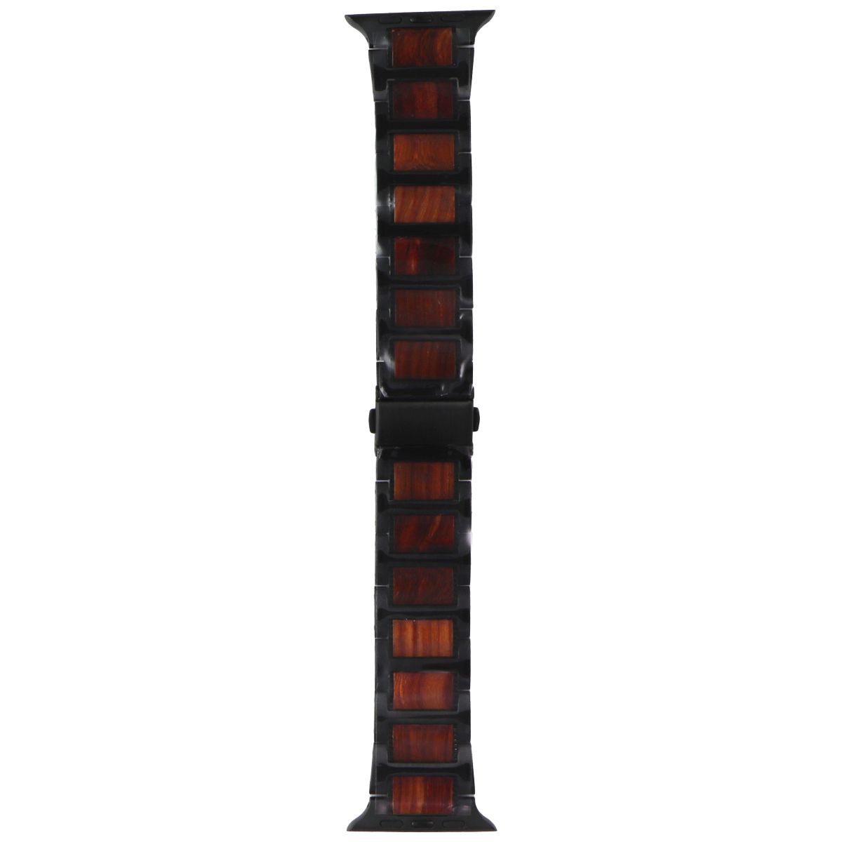 Heavy Metal Link Band for Apple Watch (49/45/44mm) - Black/Wood (APO017) Smart Watch Accessories - Watch Bands Unbranded - Simple Cell Bulk Wholesale Pricing - USA Seller