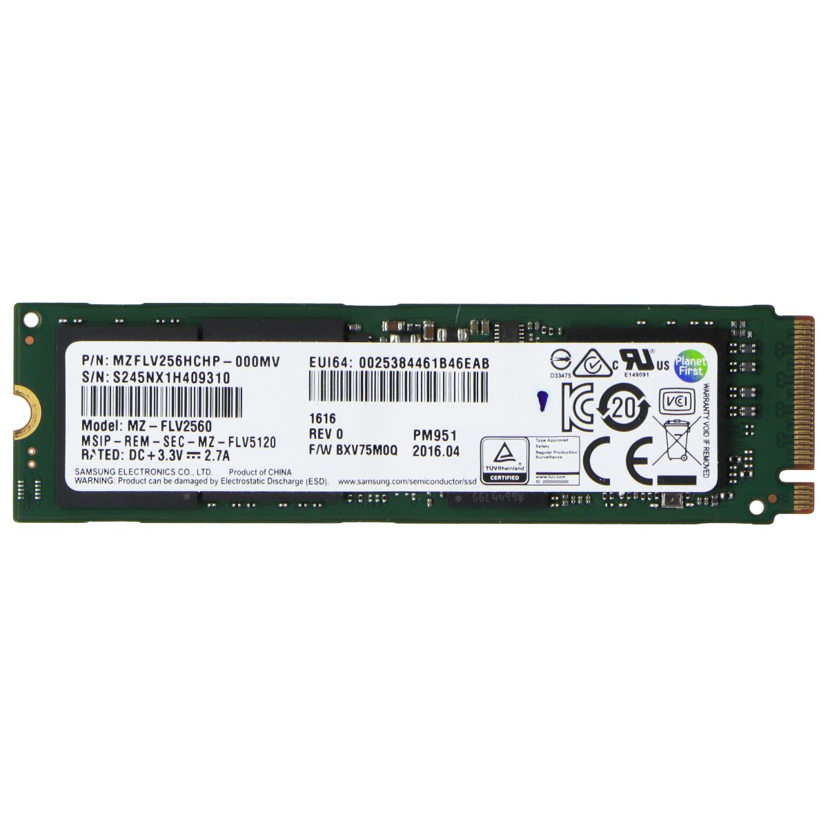 Samsung M.2 NVMe 256GB SSD Internal Storage - (MVZFLV256HCHP / MZ-FLV2560) Digital Storage - Solid State Drives Unbranded - Simple Cell Bulk Wholesale Pricing - USA Seller