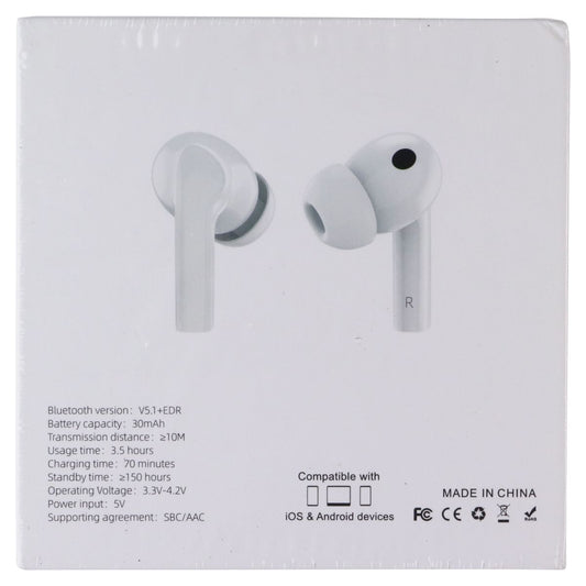 XY-50 Wireless Bluetooth In-Ear Earbuds with Charging Case - White