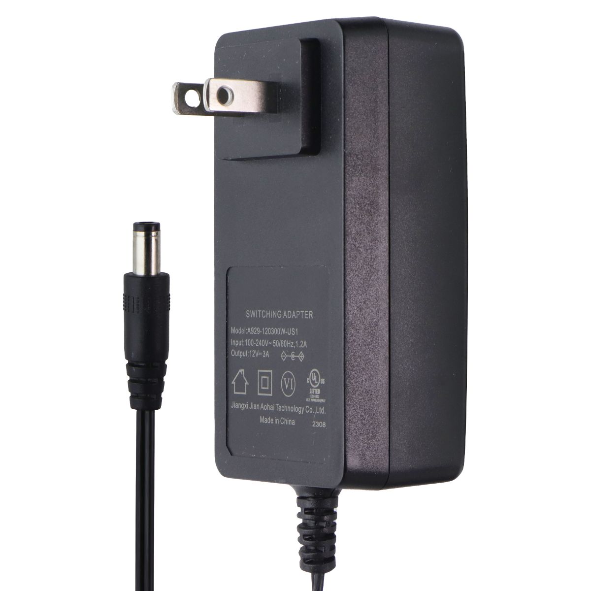 Switching 2-Prong AC Adapter with 6 Foot Cord - Black (A929-120300W-US1) Multipurpose Batteries & Power - Multipurpose AC to DC Adapters Unbranded - Simple Cell Bulk Wholesale Pricing - USA Seller