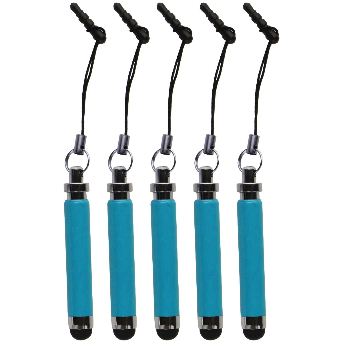 Mini Keychain Stylus Pens for Touchscreen Devices - Light Blue - 5 Pack Cell Phone - Styluses Unbranded - Simple Cell Bulk Wholesale Pricing - USA Seller
