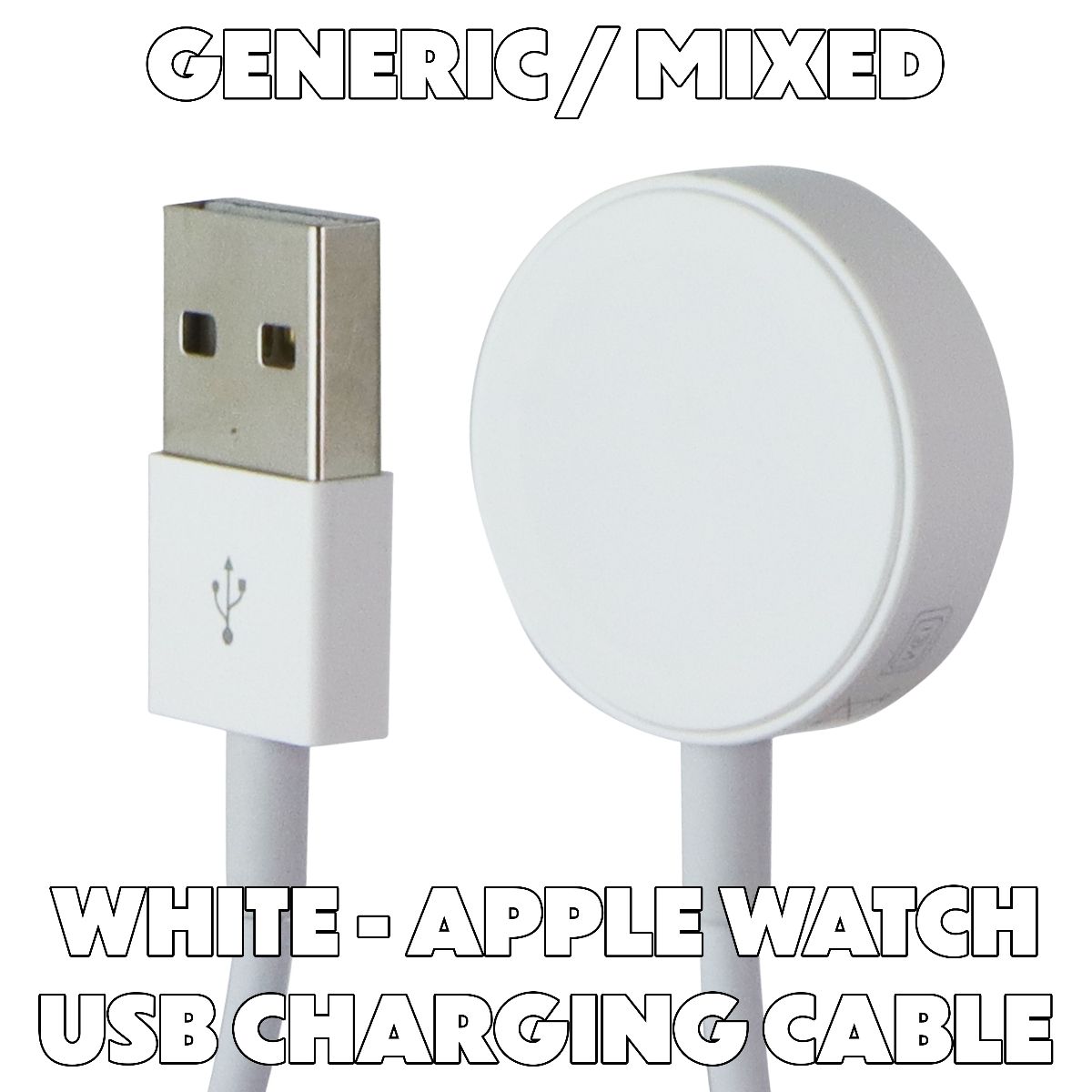 Generic / Mixed Magnetic USB Charging Cables for Apple Watch All Series - White Smart Watch Accessories - Chargers & Docking Stations Unbranded - Simple Cell Bulk Wholesale Pricing - USA Seller