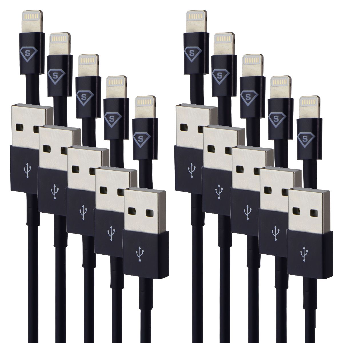 10 Pack Combo of (3 Foot) 8-Pin USB Charging Cables for iPhone/iPad - Dark Blue Cell Phone - Cables & Adapters Unbranded - Simple Cell Bulk Wholesale Pricing - USA Seller