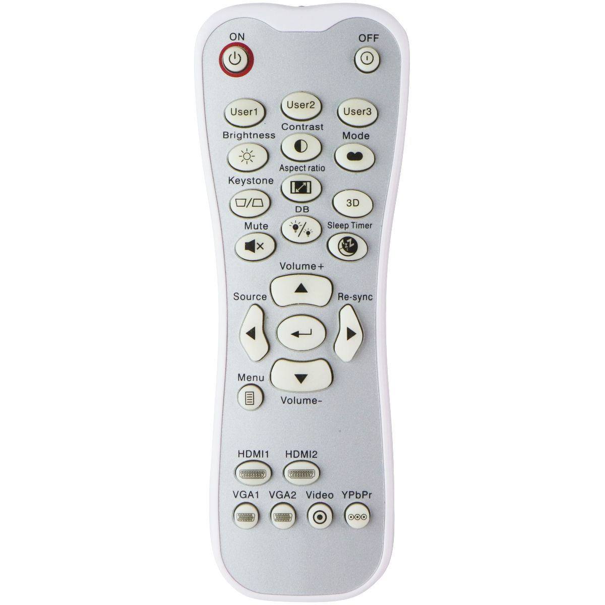 Replacement Remote Control for Select Projectors (HR33K-YHGD01) - White/Silver TV, Video & Audio Accessories - Remote Controls Unbranded - Simple Cell Bulk Wholesale Pricing - USA Seller