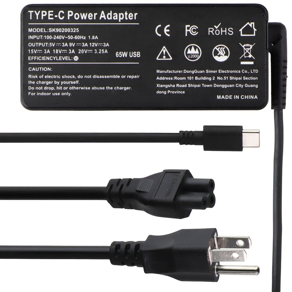 Type-C (65W/USB-C/20V/3.25A) Power Adapter for Lenovo/Chromebook (SK90200325) Computer Accessories - Laptop Power Adapters/Chargers Unbranded    - Simple Cell Bulk Wholesale Pricing - USA Seller