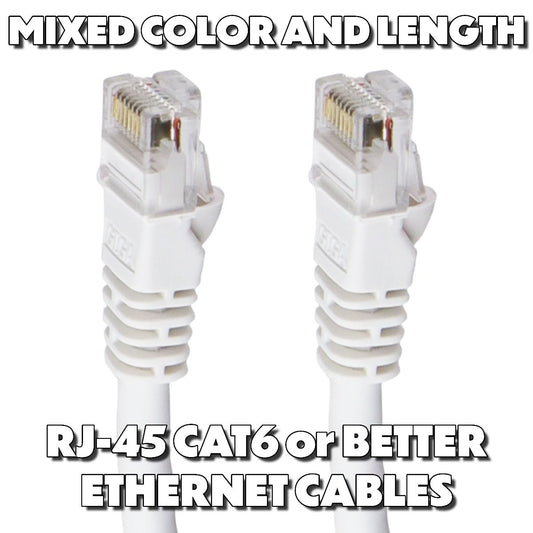 Mixed RJ-45 Ethernet Network/Internet Cables (CAT6 or Better) - Mixed Styles Computer/Network - Ethernet Cables (RJ-45, 8P8C) Unbranded    - Simple Cell Bulk Wholesale Pricing - USA Seller