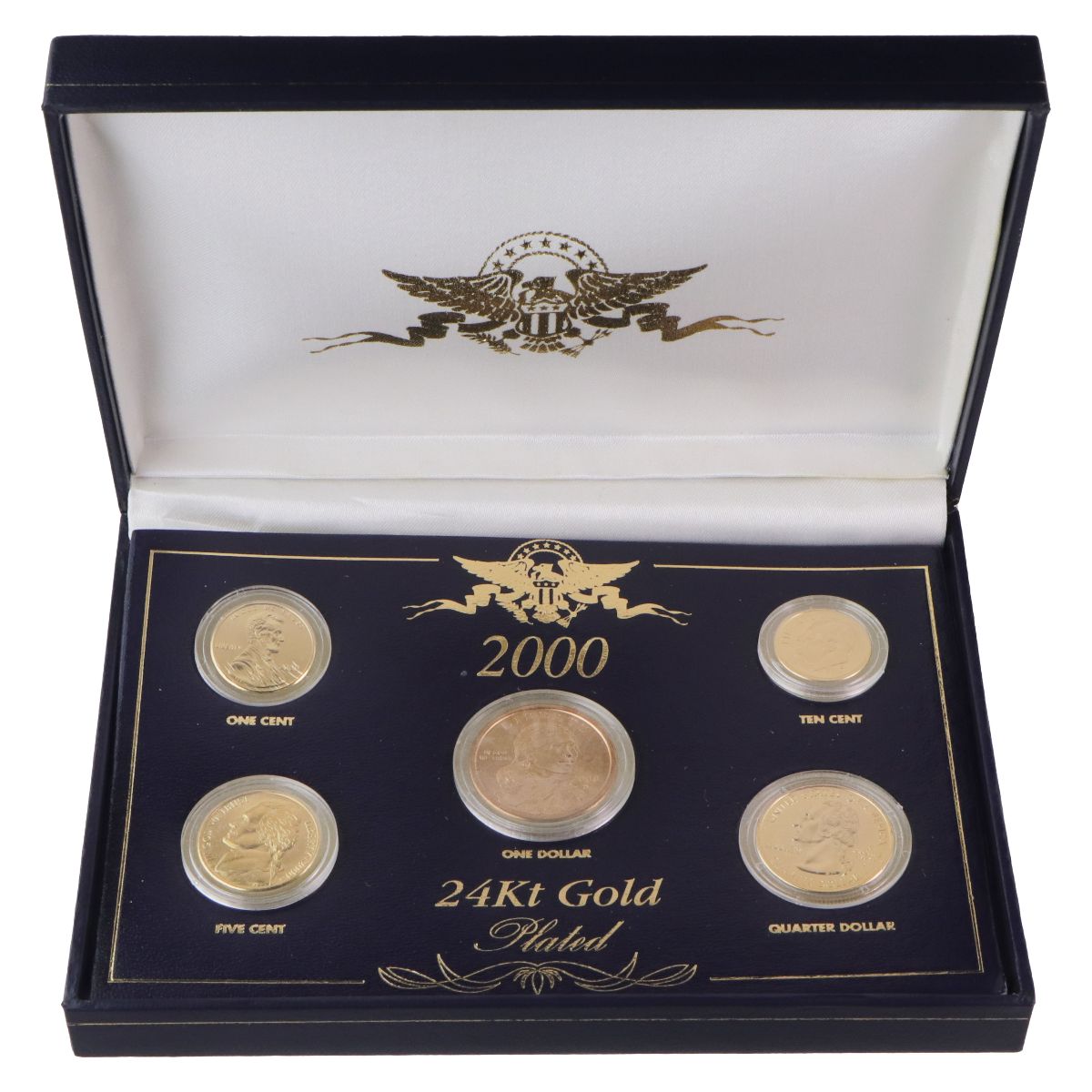 US 24Kt Gold Plated Coins - Year 2000 - 1 Cent/5 Cent/10 Cent/Quarter/Dollar Coins & Paper Money - Other US Coins Unbranded - Simple Cell Bulk Wholesale Pricing - USA Seller
