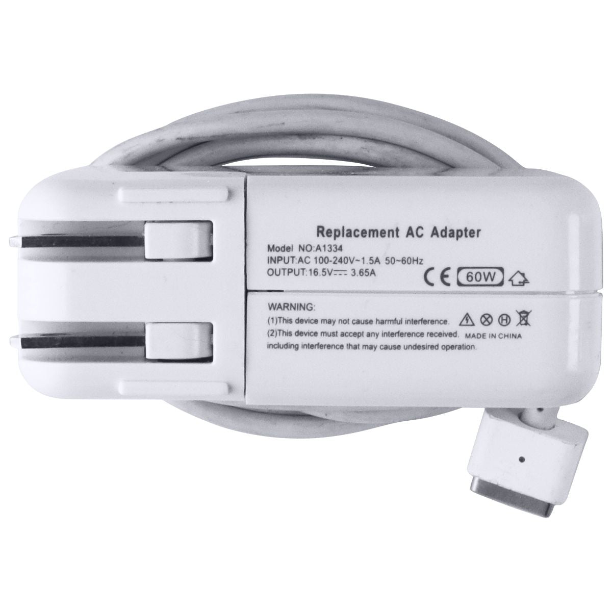 Replacement 60W MagSafe 1st Gen AC Adapter (A1334) 16.5V/3.65A - White Computer Accessories - Laptop Power Adapters/Chargers Unbranded - Simple Cell Bulk Wholesale Pricing - USA Seller