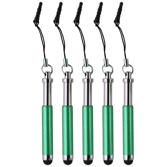 Mini Keychain Stylus Pens for Touchscreen Devices - Green Glitter - 5 Pack Cell Phone - Styluses Unbranded - Simple Cell Bulk Wholesale Pricing - USA Seller