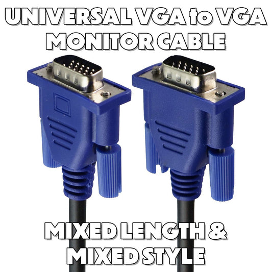 Mixed Universal VGA to VGA Monitor Cable - Mixed Style / Mixed Length Computer/Network - Monitor/AV Cables & Adapters Unbranded    - Simple Cell Bulk Wholesale Pricing - USA Seller