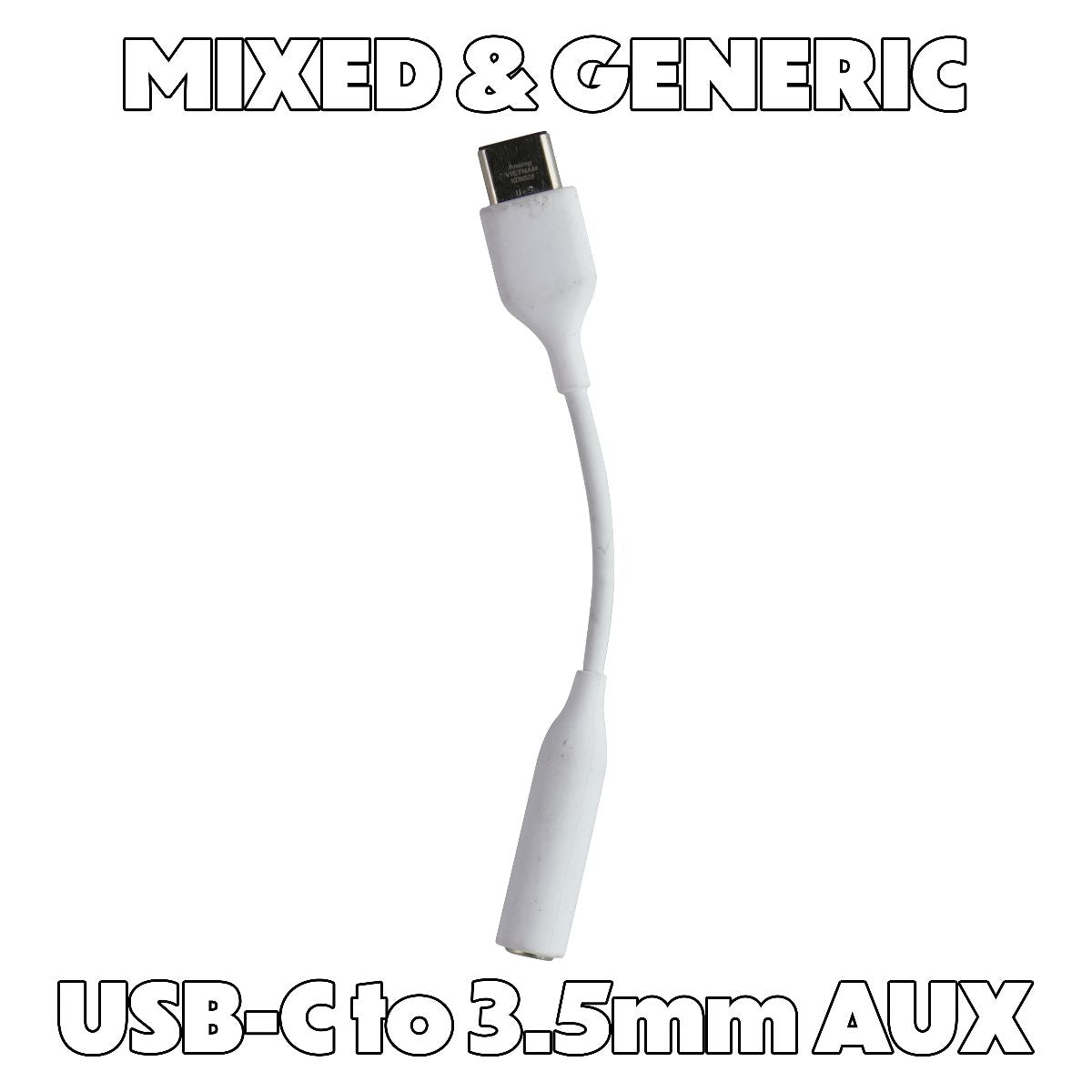 Mixed/Generic USB-C to 3.5mm AUX Audio Adapter - White Cell Phone - Cables & Adapters Unbranded - Simple Cell Bulk Wholesale Pricing - USA Seller