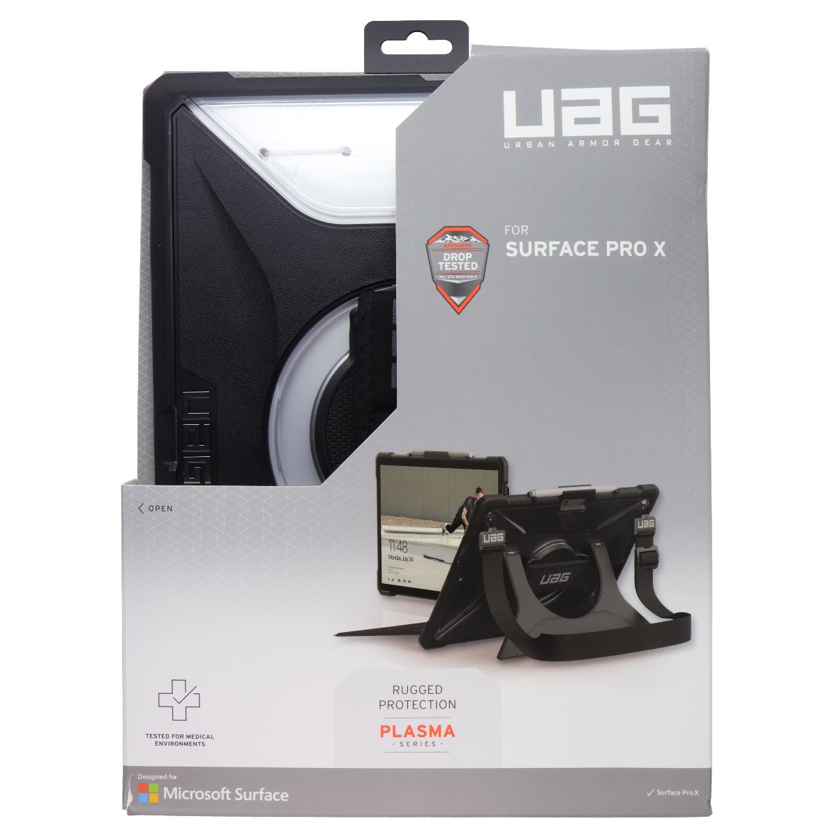 UAG Plasma Series Stand Case For Microsoft Surface Pro X (13-inch) - Ice/Black iPad/Tablet Accessories - Cases, Covers, Keyboard Folios Urban Armor Gear - Simple Cell Bulk Wholesale Pricing - USA Seller