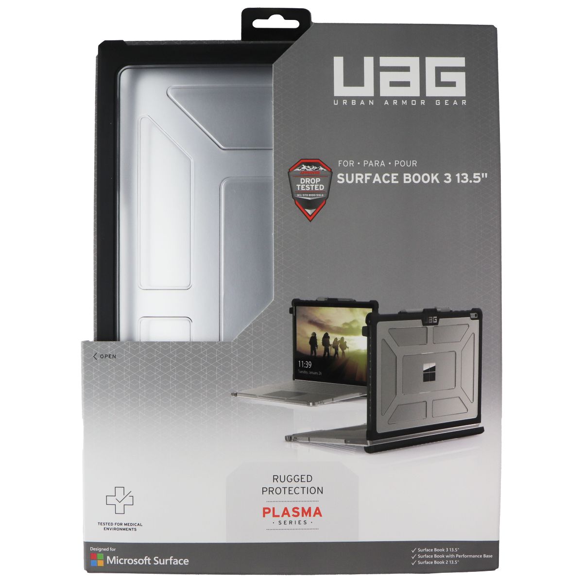UAG Plasma Series Case for Microsoft Surface Book 3/2/1 (13.5-in) Tablets - Ice Computer Accessories - Laptop Cases & Bags Urban Armor Gear - Simple Cell Bulk Wholesale Pricing - USA Seller