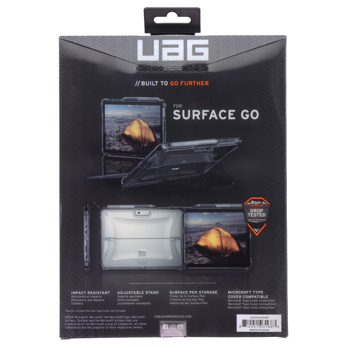 Urban Armor Gear Plyo Series Case for Microsoft Surface Go 3/2/1 (10.5-in) - Ice iPad/Tablet Accessories - Cases, Covers, Keyboard Folios Urban Armor Gear - Simple Cell Bulk Wholesale Pricing - USA Seller