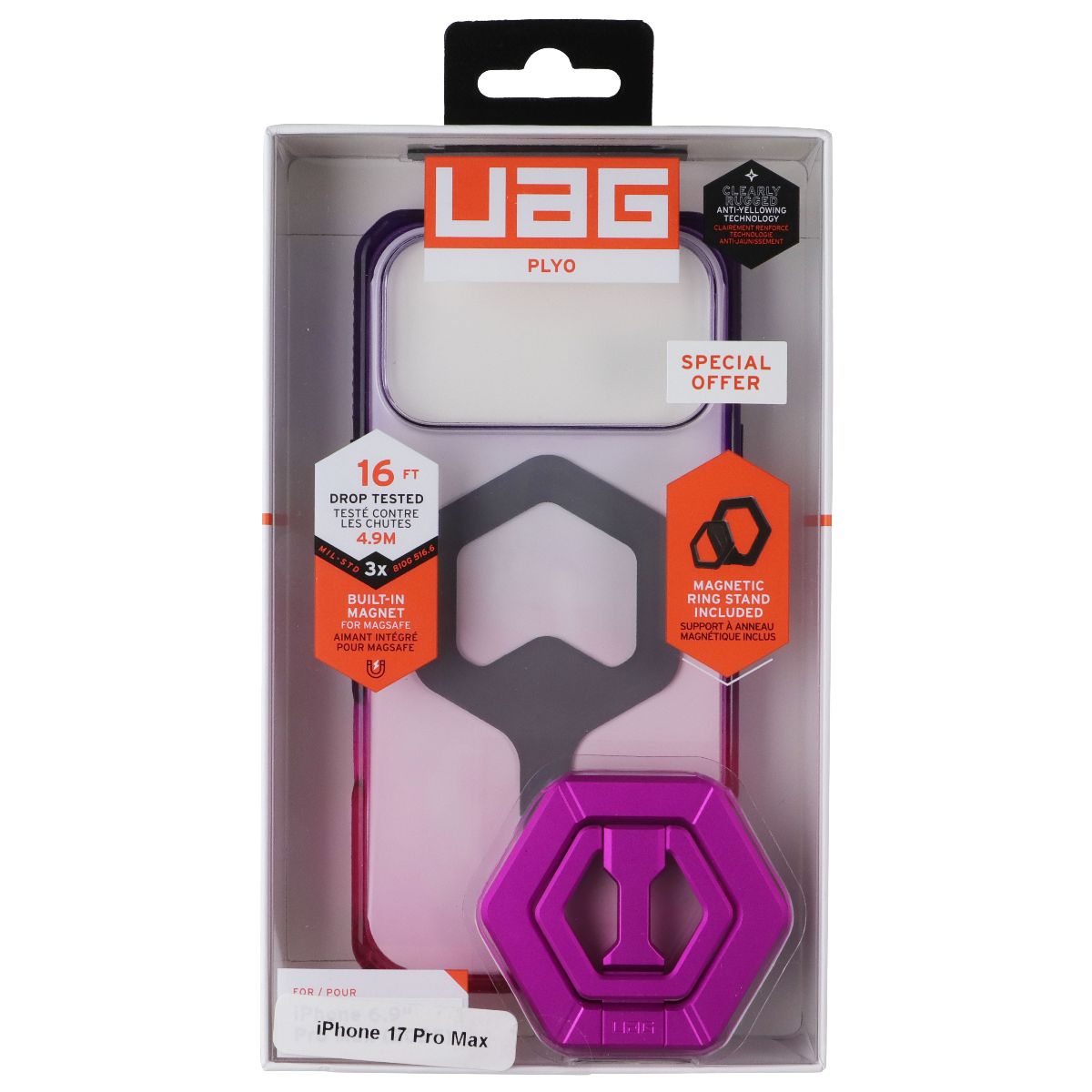 UAG Plyo MagSafe Case + Ring for iPhone 18 Pro Max/17 Pro Max - Purple/Pink